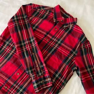 Old Navy, Slim Fit Men’s Dress Shirt, Size Small, Red/Blue Plaid